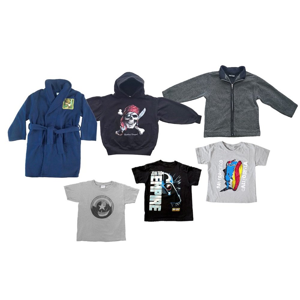 6 Pc. Bundle Boys Size Small/4 Mixed Bundle of 3 Shirts, Hoodie, Jacket and Robe